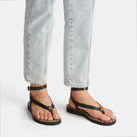 Coach Gracey Leather Thong Sandal – Black – Size 8.5 - Picture 1 of 11